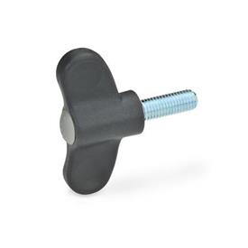 GN 633 Wing Screws, Plastic Color of the cover cap: DGR - Gray, RAL 7035, matte finish