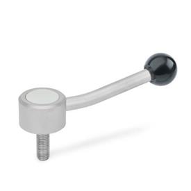 GN 125.5 Flat Adjustable Stainless Steel Tension Levers with Threaded Stud Type: E - angled lever