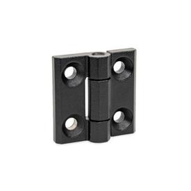 GN 237.3 Heavy Duty Hinges, Stainless Steel Type: A - With Bores for Countersunk Screws<br />Finish: SW - Black, RAL 9005, textured finish
