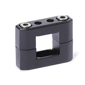 GN 231 Tube Supports, Aluminum d<sub>1</sub> / s<sub>1</sub>: V - Square<br />Finish: SW - Black, RAL 9005, textured finish
