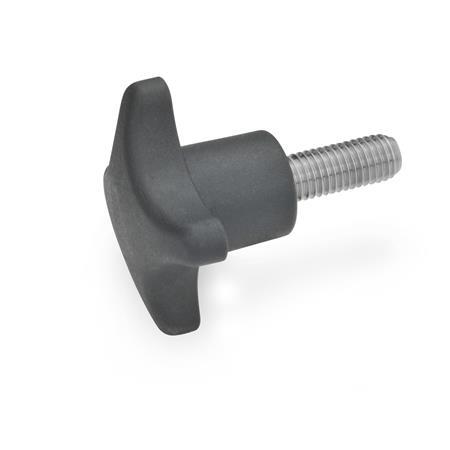 GN 6335.5 Hand knobs, Technopolymer / Duroplast, with Threaded Stud, Stainless Steel Material: ST - Technopolymer (Polyamide PA)