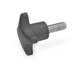 Hand knobs, Technopolymer / Duroplast, with Threaded Stud, Stainless Steel