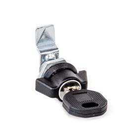GN 115.1 Latches, Small Type, Housing Collar Black, with and without Lock Type: SCK - With wing knob (same lock)<br />Finish (Locating ring): SW - Black, RAL 9005, textured finish