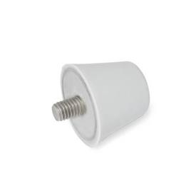 GN 256 Silicone Buffers with Threaded Stud, Stainless Steel Color: GR - Gray, RAL 7040