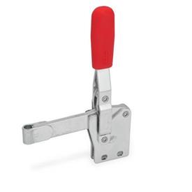 GN 810.1 Toggle Clamps, Operating Lever Vertical, with Vertical Mounting Base Type: F - Solid clamping arm, with clasp for welding