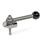 GN 918.7 Clamping Bolts, Stainless Steel, Downward Clamping, Screw from the Operator's Side Type: GVS - With ball lever, straight (serration)
Clamping direction: L - By anti-clockwise rotation