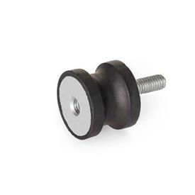 GN 456 Rubber Buffers, Stainless Steel Type: ES - With internal thread / threaded stud