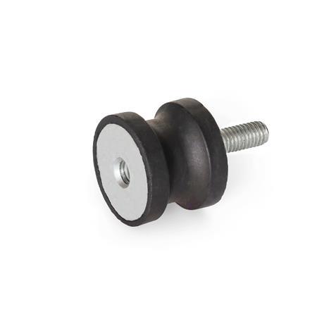 GN 456 Rubber Buffers, Stainless Steel Type: ES - With internal thread / threaded stud