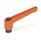 GN 300 Verstellbare Klemmhebel, Zink-Druckguss, Einsatz Stahl brüniert, mit Innengewinde / Passbohrung Farbe: OS - orange, RAL 2004, strukturmatt