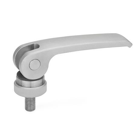 GN 927.5 Clamping Levers with Eccentrical Cam with Threaded Stud, Lever Stainless Steel Type: A - Plastic contact plate with setting nut