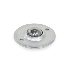 GN 509.8 Elementi di scorrimento a sfera, corpo di contenimento in lamiera d'acciaio, con flangia di montaggio Materiale corpo di contenimento: S - Lamiera d'acciaio<br />Materiale sfera di carico: BL - Acciaio