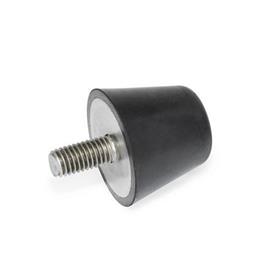 GN 254 Buffers with Threaded Stud, Stainless Steel 