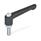 GN 303.2 Palancas de apriete ajustables, zamac, inserto acero zincado, con espárrago roscado , con pulsador de desbloqueo Pulsador de desbloqueo de color: G - gris, RAL 7035