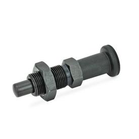 GN 817.2 Indexing Plungers, Steel / Long Plastic Knob Type: BK - Without rest position, with lock nut