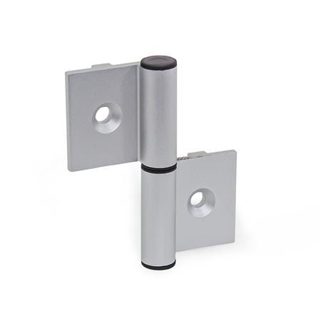 GN 2292 Hinges, Detachable, for Aluminum Profiles, with Guide Step Type: A - Exterior hinge wings
Identification no.: C - With countersunk holes
l<sub>2</sub>: 82