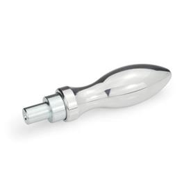 DIN 98 Drehbare Ballengriffe Stahl,  Aluminium, Kunststoff Werkstoff: AL - Aluminium<br />Form: D - mit zylindrischem Zapfen