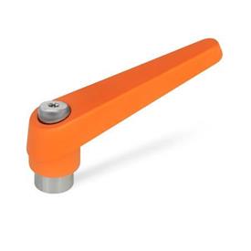 GN 101.1 Adjustable Hand Levers, Zinc Die Casting, Bushing Stainless Steel Color: OS - Orange, RAL 2004, textured finish