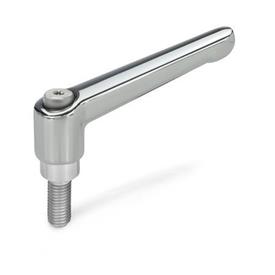 GN 300.1 Adjustable Hand Levers, Zinc Die Casting, Threaded Stud Stainless Steel Color: CR - Chrome plated