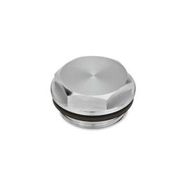 GN 742 Threaded Plugs with and without Symbols, Viton-Seal, Aluminum, Resistant up to 180°C Type: OS - Neutral, plain finish<br />Identification no.: 1 - Without vent hole