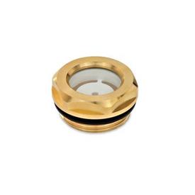 GN 743.2 Oil Sight Glasses, Brass / Float Glass Type: A - With reflector