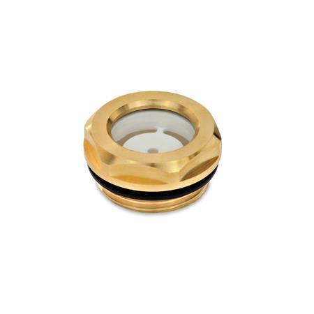 GN 743.2 Oil Sight Glasses, Brass / Float Glass Type: A - With reflector
