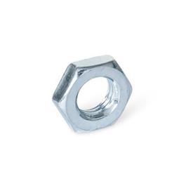 ISO 8675 Thin Hex Nuts, with Metric Fine Thread, Steel Finish: ZB - Zinc plated, blue passivated