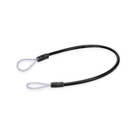 GN 111.2 Retaining Cables, Stainless Steel AISI 304, with Mounting Tabs or Loops Type: D - With 2 loops<br />Color: SW - Black