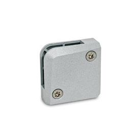 GN 939 Panel Support Clamps, Zinc Die Casting, for Glass and Plastic Panels Type: E - Corner clamp<br />Finish: SR - Silver, RAL 9006, textured finish