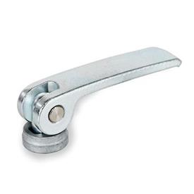 GN 927.2 Clamping Levers with Eccentrical Cam with Internal Thread, Steel Lever Type: B - Steel contact plate without setting nut