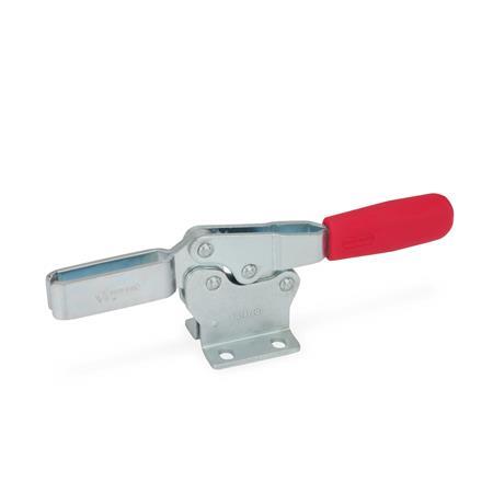GN 820 Toggle Clamps, Steel, Operating Lever Horizontal, with Horizontal Mounting Base Type: M - Forked clamping arm, with two flanged washers