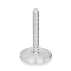 GN 21 Leveling Feet, Stainless Steel Type (Foot plate): D0 - Fine turned, without rubber underlay<br />Version of the screw: V - Without nut, external hex at the top and wrench flat at the bottom