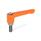 GN 302.1 Flat Adjustable Hand Levers, Zinc Die Casting, Threaded Stud Stainless Steel Color: OS - Orange, RAL 2004, textured finish