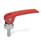 GN 927.4 Clamping Levers with Eccentrical Cam with Threaded Stud, Lever Zinc Die Casting Type: A - Plastic contact plate with setting nut
Color: R - Red, RAL 3000