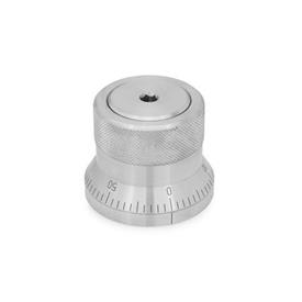 GN 200 Indexing Mechanisms, Stainless Steel Type: AS - With scale 0...50, 60 graduations