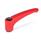 GN 602 Verstellbare Klemmhebel, Zink-Druckguss, Einsatz Stahl, mit Innengewinde / Passbohrung Farbe: RS - rot, RAL 3000, strukturmatt