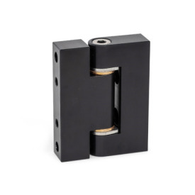 GN 7580 Precision Hinges, Hinge Leaf Aluminum, Bearing Bushings Bronze, Used as Joint Finish: ALS - Anodized, black<br />Inner leaf type: D - Radial fastening with tapped bushings<br />Outer leaf type: C - Radial fastening with cylindrical recess