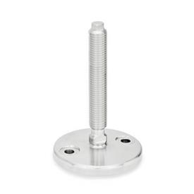 GN 23 Leveling Feet, Stainless Steel Type (Foot plate): D0 - Fine turned, without rubber underlay<br />Version of the screw: V - Without nut, external hex at the top and wrench flat at the bottom