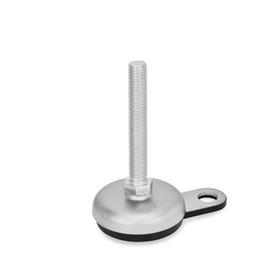 GN 33 Stainless Steel Leveling Feet, with Rubber Pad, with Mounting Flange Form: B1 - Matte shot-blasted, rubber inlaid, black<br />Version (Screw): S - Without nut, external hexagon at the bottom