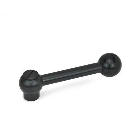 Palancas de bola ajustables GN 6337.3: Acero, con rosca interna, presionar para desengranar