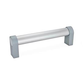 GN 335 Oval Tubular Handles, with Inclined Profile, Aluminum / Zinc die casting Type: A - Mounting from the back (threaded blind bore)<br />Finish: ES - Anodized, natural color
