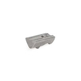 GN 50i Tasseaux, acier / inox, pour profilés en aluminium (système modulaire de type i) Matériau/Finition: NB - Inox, finition lisse<br />Type: V - Avec protection anti-torsion