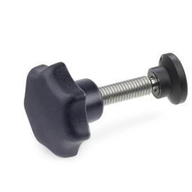 GN 6336.12 Star Knobs with Threaded Stud, with Movable Thrust Pad 