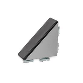 GN 30i Angle Brackets, Zinc Die Casting, for Aluminum Profiles (i-Modular System), with Accessory Type: C - With fastening set and cover cap<br />Size: 30x60/40x80