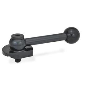 GN 918.2 Clamping Bolts, Steel, Downward Clamping, with Threaded Bolt Type: GV - With ball lever, straight (serration)<br />Clamping direction: L - By anti-clockwise rotation