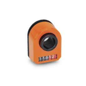 GN 953 Position Indicators, Hollow Shaft Steel, 5 Digits, Digital Indication, Mechanical Counter Display position: FR - In the front, below<br />Color: OR - Orange, RAL 2004, shiny finish