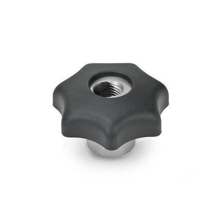 Volantini a stella per serraggio rapido GN 6336.3: Plastica, boccola filettata acciaio INOX