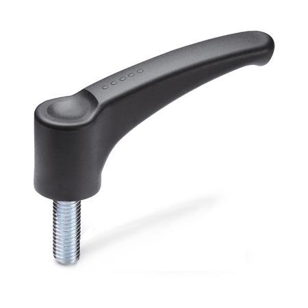 GN 601 Clamping Levers, Plastic, with Threaded Stud 