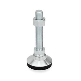GN 343.2 Pieds de machine, acier, avec goujon fileté Type: KRE - avec capuchon en plastique, anti-dérapant, électriquement conducteur (antistatique)