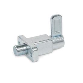 GN 722.5 Indexing Plungers, Steel, with Flange for Surface Mounting, with Rest Position, with Latch Type: E - With latch, with rest position<br />Finish: ZB - Zinc plated, blue passivated
