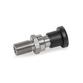 GN 824 Indexing Plungers, Stainless Steel, with Chamfered Pin, with and without Rest Position Type: C - With rest position, without lock nut